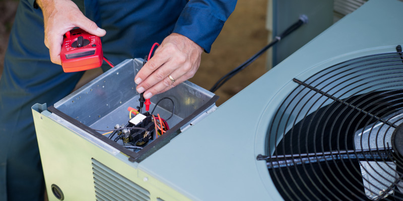 Technician working on AC unit